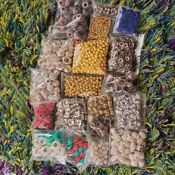 Other - Lot of gold silver base metal beads for jewelry, crafts sparkle bling!